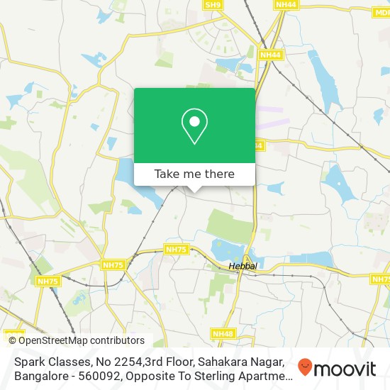 Spark Classes, No 2254,3rd Floor, Sahakara Nagar, Bangalore - 560092, Opposite To Sterling Apartmen map