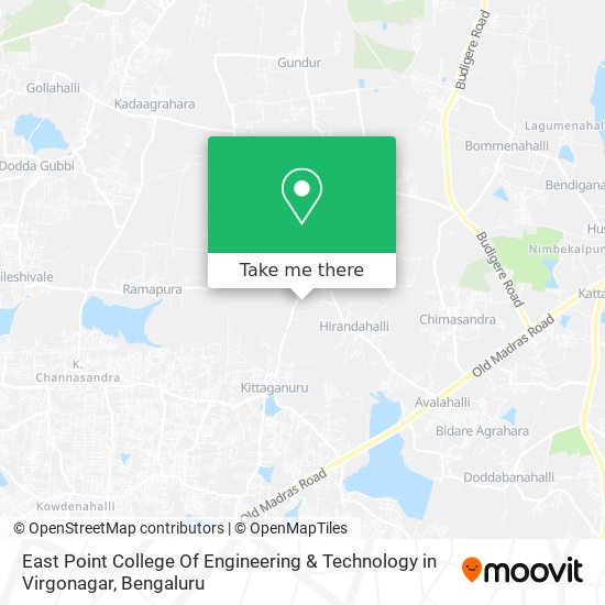 East Point College Of Engineering & Technology in Virgonagar map