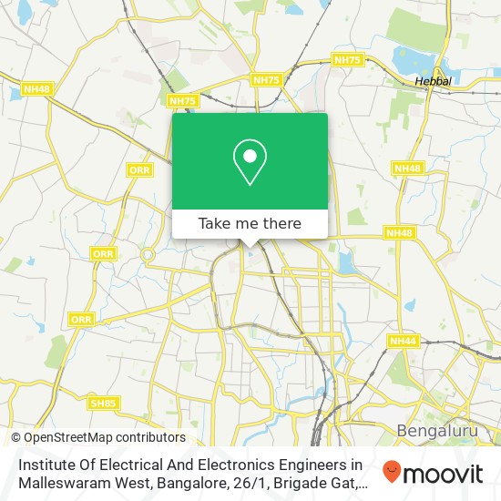 Institute Of Electrical And Electronics Engineers in Malleswaram West, Bangalore, 26 / 1, Brigade Gat map