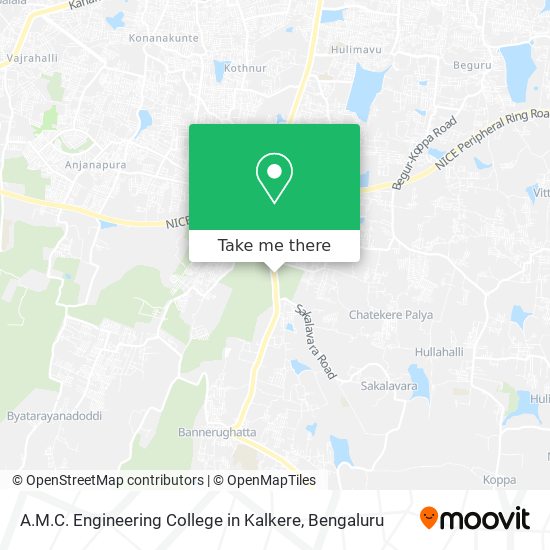 A.M.C. Engineering College in Kalkere map
