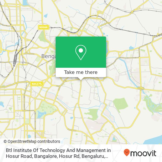 Btl Institute Of Technology And Management in Hosur Road, Bangalore, Hosur Rd, Bengaluru, Karnataka map