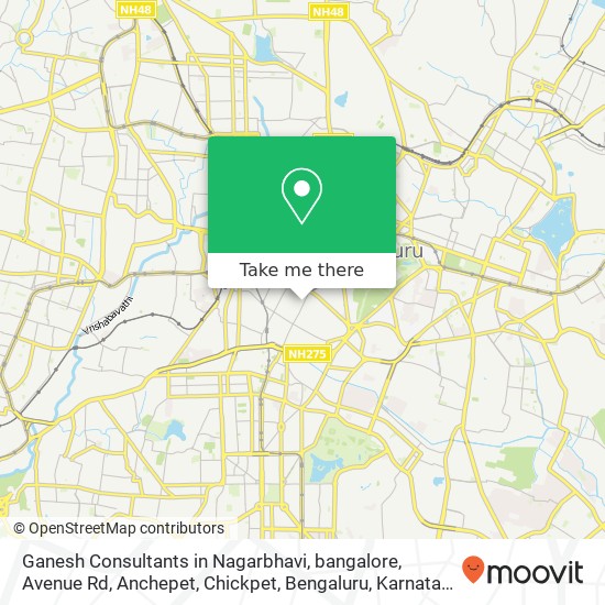 Ganesh Consultants in Nagarbhavi, bangalore, Avenue Rd, Anchepet, Chickpet, Bengaluru, Karnataka 56 map