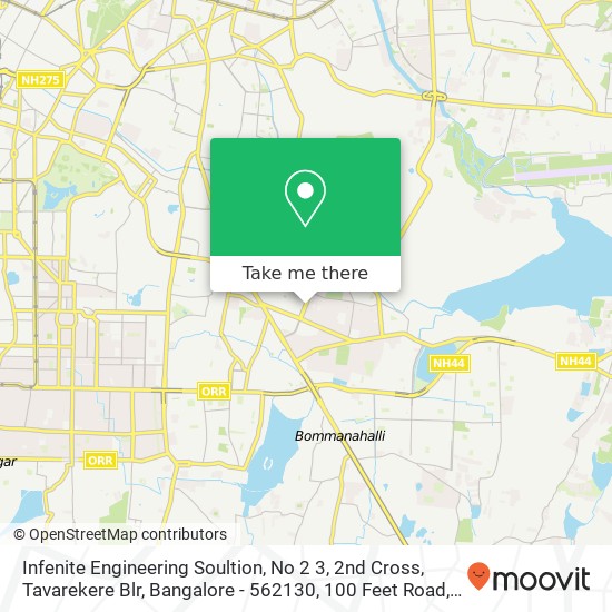 Infenite Engineering Soultion, No 2 3, 2nd Cross, Tavarekere Blr, Bangalore - 562130, 100 Feet Road map