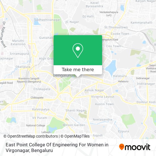 East Point College Of Engineering For Women in Virgonagar map