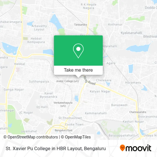 St. Xavier Pu College in HBR Layout map