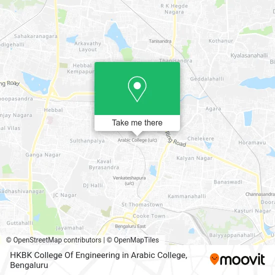 HKBK College Of Engineering in Arabic College map