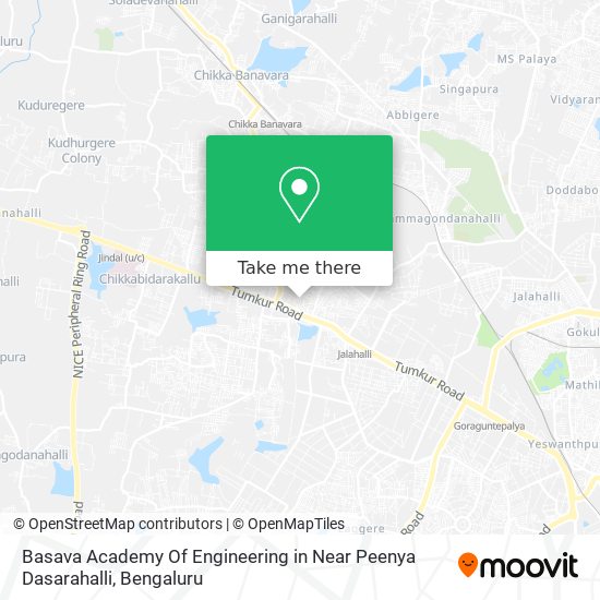 Basava Academy Of Engineering in Near Peenya Dasarahalli map