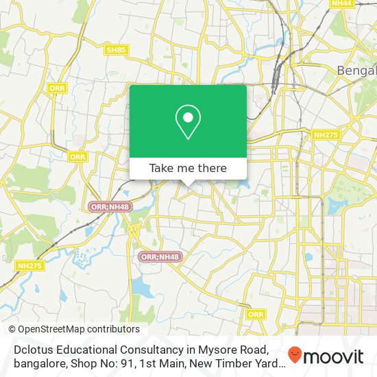 Dclotus Educational Consultancy in Mysore Road, bangalore, Shop No: 91, 1st Main, New Timber Yard L map