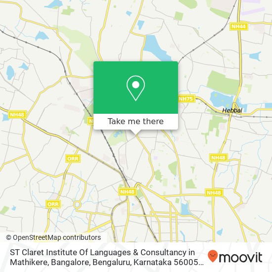 ST Claret Institute Of Languages & Consultancy in Mathikere, Bangalore, Bengaluru, Karnataka 560054 map