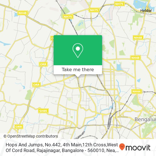 Hops And Jumps, No.442, 4th Main,12th Cross,West Of Cord Road, Rajajinagar, Bangalore - 560010, Nea map