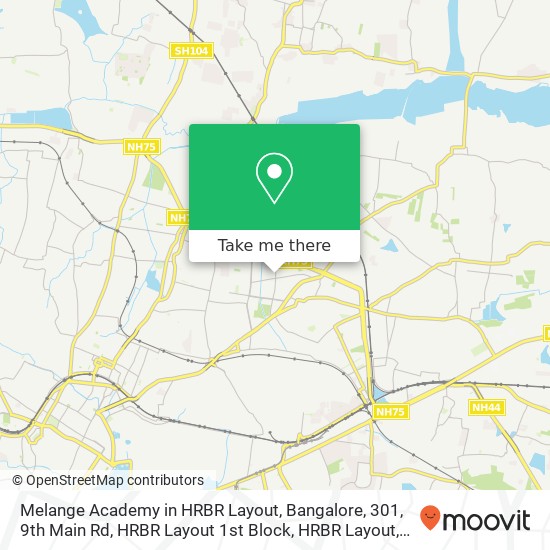 Melange Academy in HRBR Layout, Bangalore, 301, 9th Main Rd, HRBR Layout 1st Block, HRBR Layout, Ba map