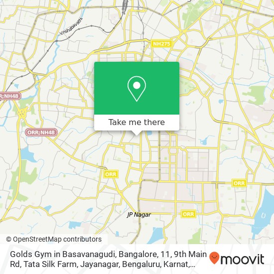 Golds Gym in Basavanagudi, Bangalore, 11, 9th Main Rd, Tata Silk Farm, Jayanagar, Bengaluru, Karnat map