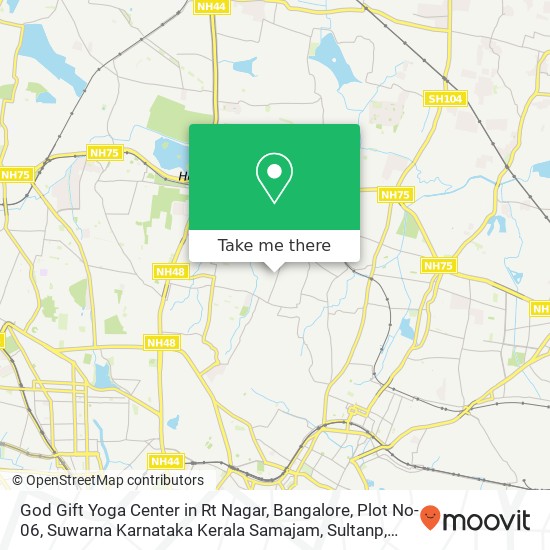 God Gift Yoga Center in Rt Nagar, Bangalore, Plot No- 06, Suwarna Karnataka Kerala Samajam, Sultanp map