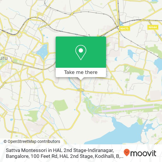 Sattva Montessori in HAL 2nd Stage-Indiranagar, Bangalore, 100 Feet Rd, HAL 2nd Stage, Kodihalli, B map