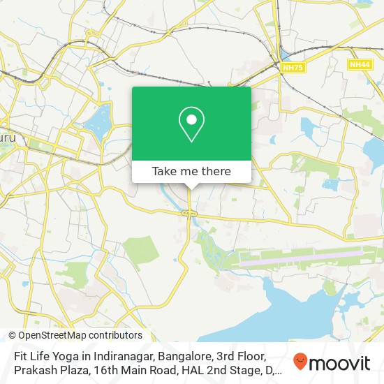 Fit Life Yoga in Indiranagar, Bangalore, 3rd Floor, Prakash Plaza, 16th Main Road, HAL 2nd Stage, D map