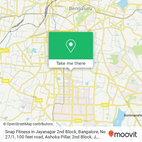 Snap Fitness in Jayanagar 2nd Block, Bangalore, No 27 / 1, 100 feet road, Ashoka Pillar, 2nd Block, J map