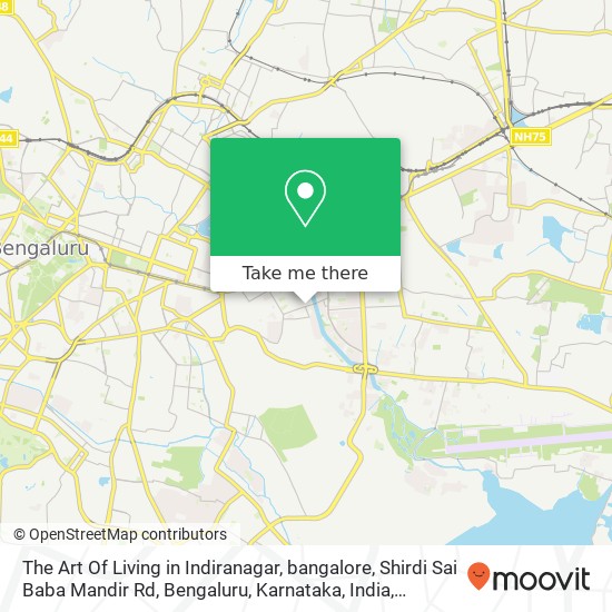 The Art Of Living in Indiranagar, bangalore, Shirdi Sai Baba Mandir Rd, Bengaluru, Karnataka, India map