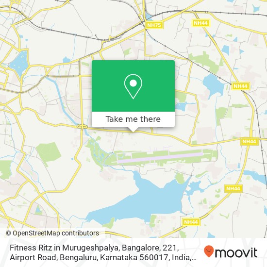 Fitness Ritz in Murugeshpalya, Bangalore, 221, Airport Road, Bengaluru, Karnataka 560017, India map