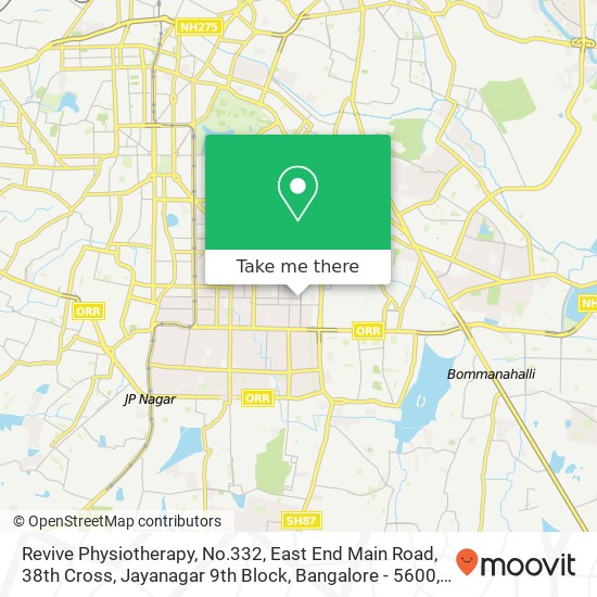 Revive Physiotherapy, No.332, East End Main Road, 38th Cross, Jayanagar 9th Block, Bangalore - 5600 map