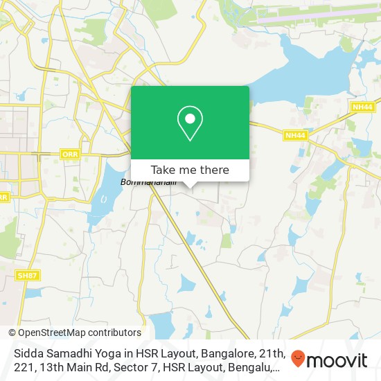 Sidda Samadhi Yoga in HSR Layout, Bangalore, 21th, 221, 13th Main Rd, Sector 7, HSR Layout, Bengalu map