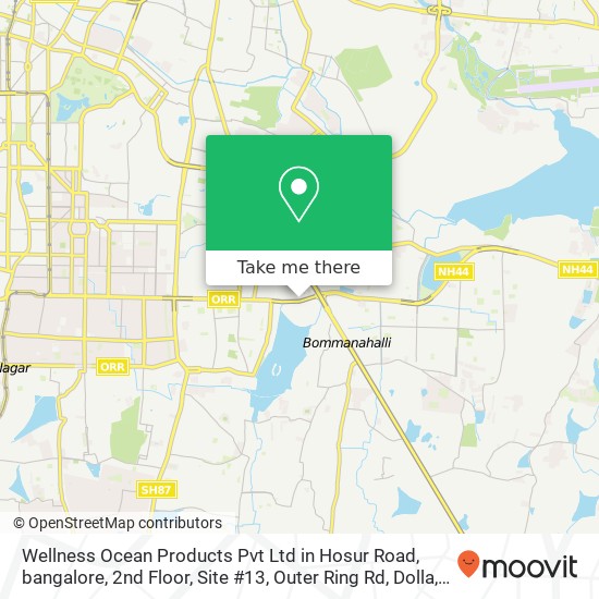 Wellness Ocean Products Pvt Ltd in Hosur Road, bangalore, 2nd Floor, Site #13, Outer Ring Rd, Dolla map