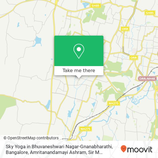 Sky Yoga in Bhuvaneshwari Nagar-Gnanabharathi, Bangalore, Amritanandamayi Ashram, Sir M Vishveswara map