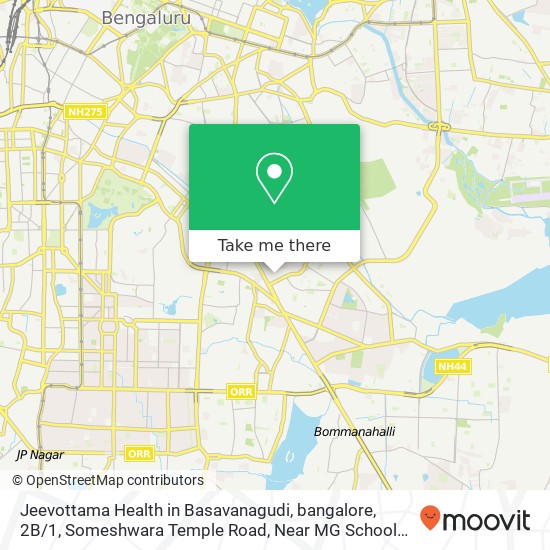 Jeevottama Health in Basavanagudi, bangalore, 2B / 1, Someshwara Temple Road, Near MG School for Exce map