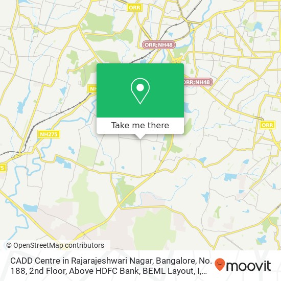 CADD Centre in Rajarajeshwari Nagar, Bangalore, No. 188, 2nd Floor, Above HDFC Bank, BEML Layout, I map