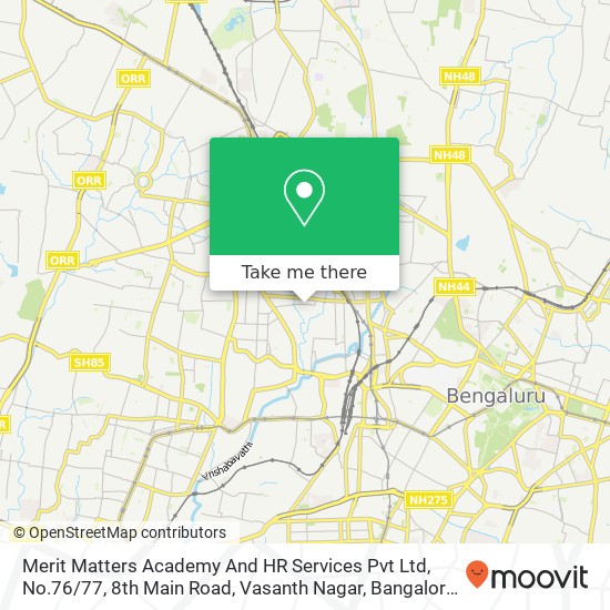 Merit Matters Academy And HR Services Pvt Ltd, No.76 / 77, 8th Main Road, Vasanth Nagar, Bangalore - map