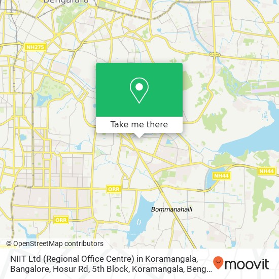 NIIT Ltd (Regional Office Centre) in Koramangala, Bangalore, Hosur Rd, 5th Block, Koramangala, Beng map