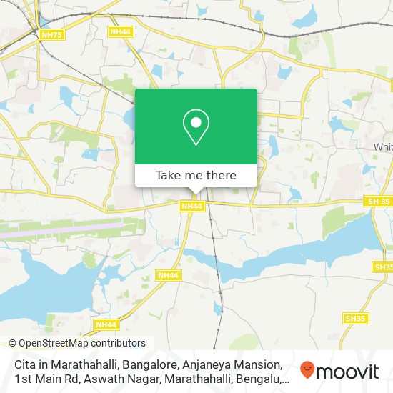 Cita in Marathahalli, Bangalore, Anjaneya Mansion, 1st Main Rd, Aswath Nagar, Marathahalli, Bengalu map