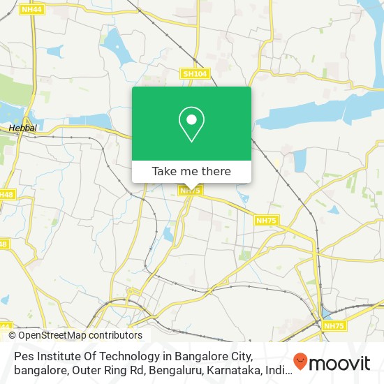 Pes Institute Of Technology in Bangalore City, bangalore, Outer Ring Rd, Bengaluru, Karnataka, Indi map