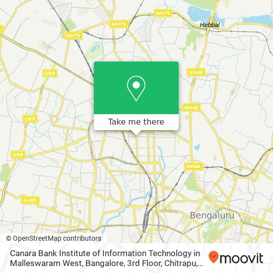 Canara Bank Institute of Information Technology in Malleswaram West, Bangalore, 3rd Floor, Chitrapu map