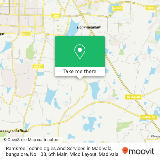 Ramsree Technologies And Services in Madivala, bangalore, No.108, 6th Main, Mico Layout, Madivala, map