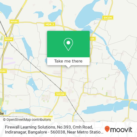 Firewall Learning Solutions, No.393, Cmh Road, Indiranagar, Bangalore - 560038, Near Metro Station map