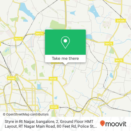 Styre in Rt Nagar, bangalore, 2, Ground Floor HMT Layout, RT Nagar Main Road, 80 Feet Rd, Police St map