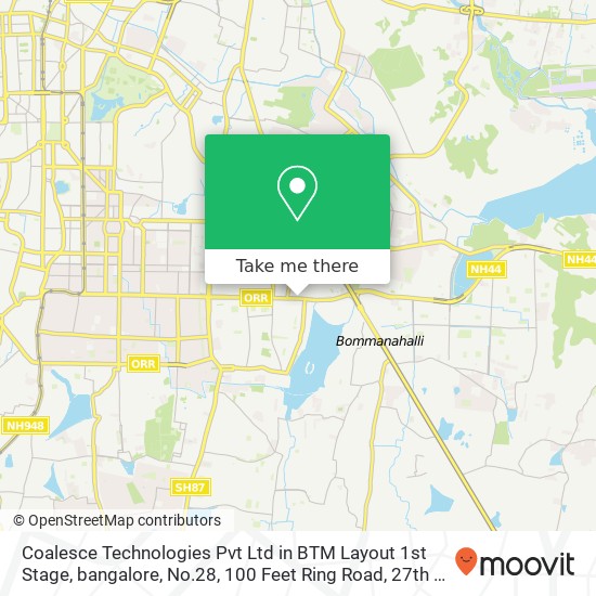 Coalesce Technologies Pvt Ltd in BTM Layout 1st Stage, bangalore, No.28, 100 Feet Ring Road, 27th M map