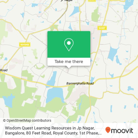 Wisdom Quest Learning Resources in Jp Nagar, Bangalore, 80 Feet Road, Royal County, 1st Phase, Gott map