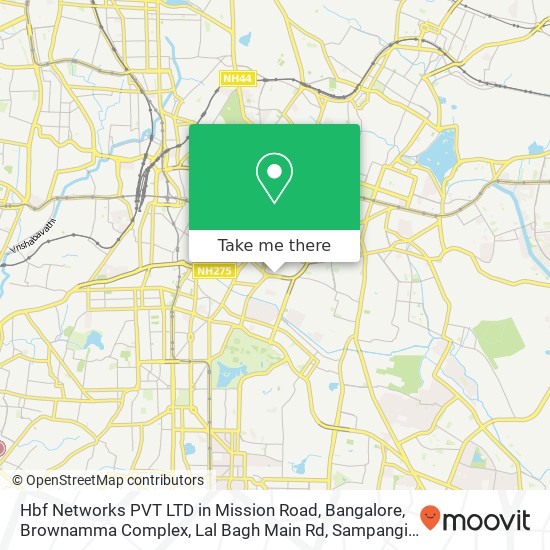Hbf Networks PVT LTD in Mission Road, Bangalore, Brownamma Complex, Lal Bagh Main Rd, Sampangi Rama map