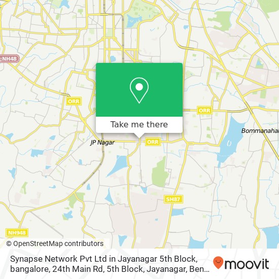 Synapse Network Pvt Ltd in Jayanagar 5th Block, bangalore, 24th Main Rd, 5th Block, Jayanagar, Beng map