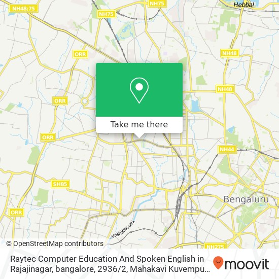 Raytec Computer Education And Spoken English in Rajajinagar, bangalore, 2936 / 2, Mahakavi Kuvempu Rd map