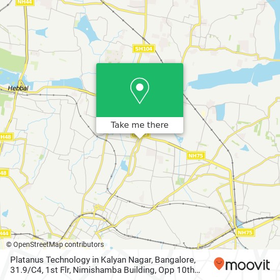 Platanus Technology in Kalyan Nagar, Bangalore, 31.9 / C4, 1st Flr, Nimishamba Building, Opp 10th BMT map