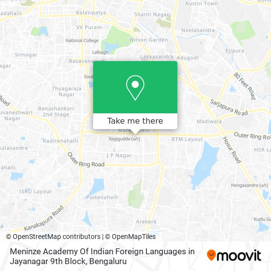 Meninze Academy Of Indian Foreign Languages in Jayanagar 9th Block map