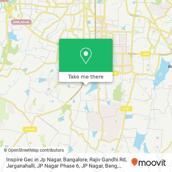 Inspire Gec in Jp Nagar, Bangalore, Rajiv Gandhi Rd, Jarganahalli, JP Nagar Phase 6, JP Nagar, Beng map