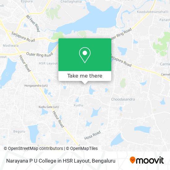 Narayana P U College in HSR Layout map