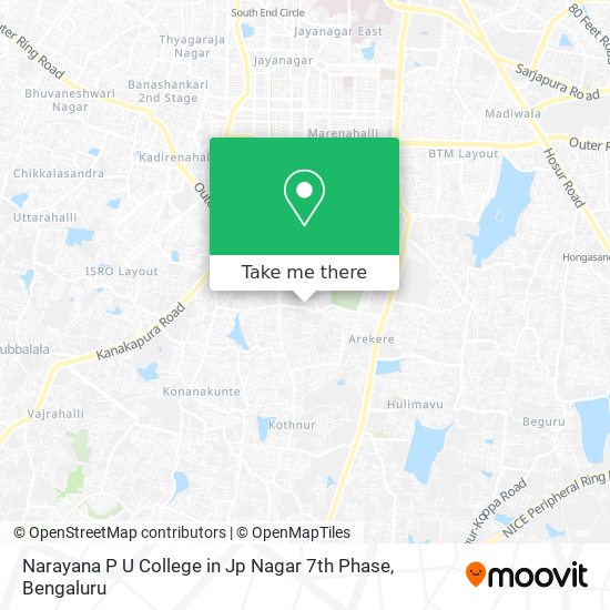 Narayana P U College in Jp Nagar 7th Phase map