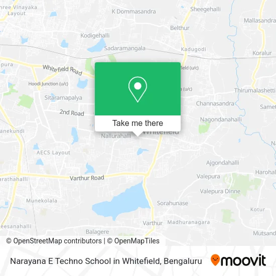 Narayana E Techno School in Whitefield map