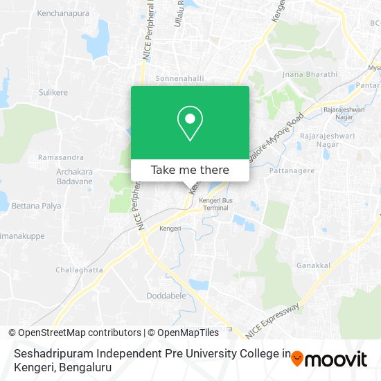 Seshadripuram Independent Pre University College in Kengeri map