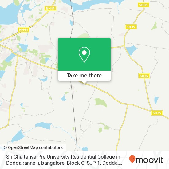 Sri Chaitanya Pre University Residential College in Doddakannelli, bangalore, Block C, SJP 1, Dodda map
