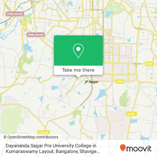Dayananda Sagar Pre University College in Kumaraswamy Layout, Bangalore, Shavige Malleshwara Hills map